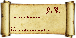 Jaczkó Nándor névjegykártya